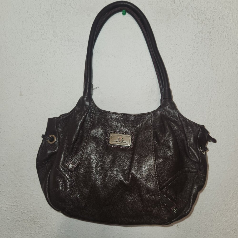 ISAAC MIZRAZHI Leather Purse/shoulder bag, Dark Brown, Large